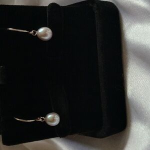 Genuine Pearl Dangle Earrings 925 Silver